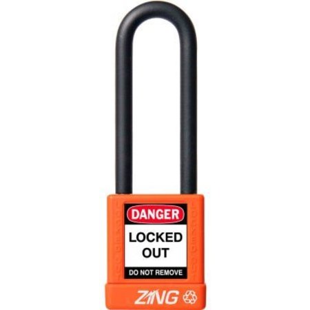 ZING ZING RecycLock Safety Padlock, Keyed Alike, 3" Shackle, 1-3/4" Body, Orange, 7059 7059